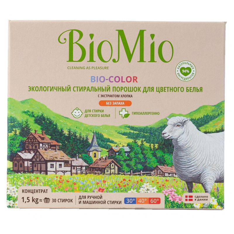 Порошок стиральный BioMio BIO-COLOR д/цвет белья б/запаха концентрат 1,5кг 1459047 507.04081.0101