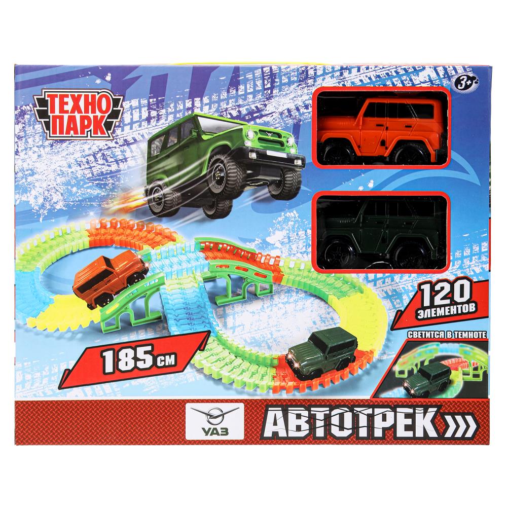 Игрушка Уаз восьмерка 2 машинки 10 см. свет, автотрек на бат. Технопарк TRACK-HUNTER-2