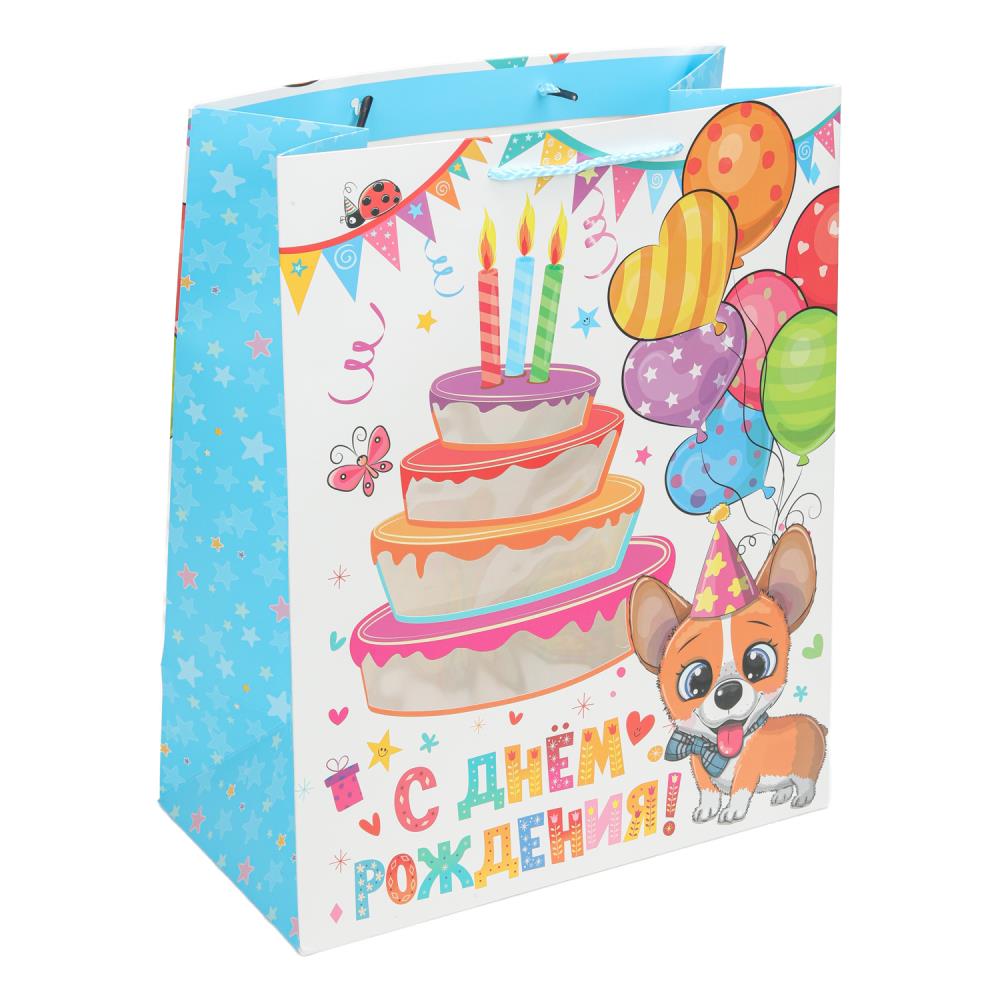 Пакет подарочный с окошком, корги, L, 190 гр/м Чудо праздник PWL-118365-HB