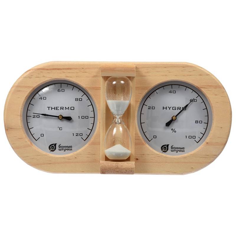 Термометр с гигрометром Банная станция с песочными часами 27х13,8х7,5 18028 Банные штучки 970004