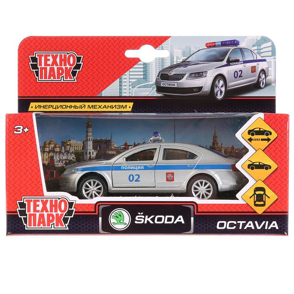 Машина металл "Skoda Octavia Полиция" 12 см. Технопарк OCTAVIA-P