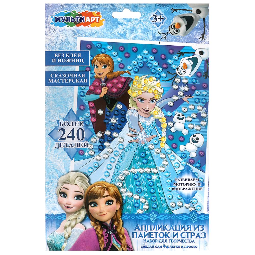 Аппликация из пайеток и страз 17х23 см. снежная принцесса MultiArt GEMSEQ-111520