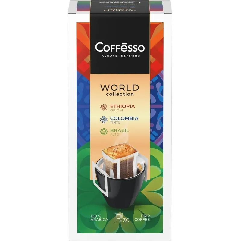 Кофе Coffesso DRIP MIX WORLD COLLECTION ассорти в дрип-пакетах, 30х10г 2353968 102868