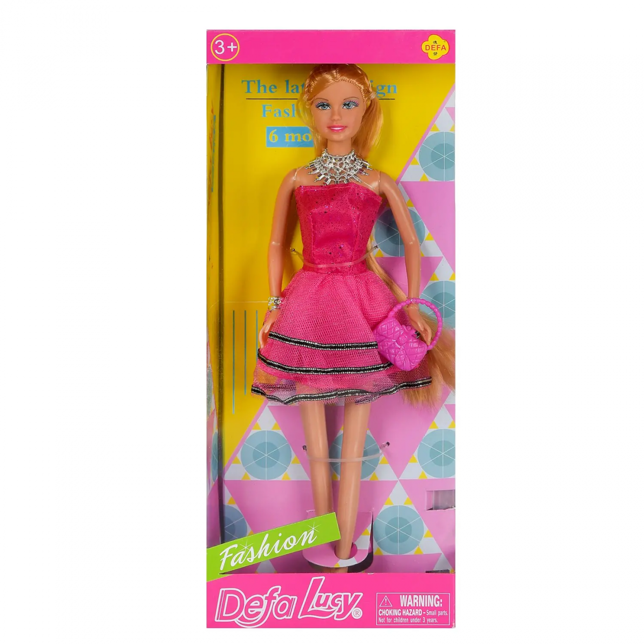 Кукла Defa Lucy Модница в ярко-розовом платье с серебристо-черными полосками 29 см 8272d/розовое-полоски