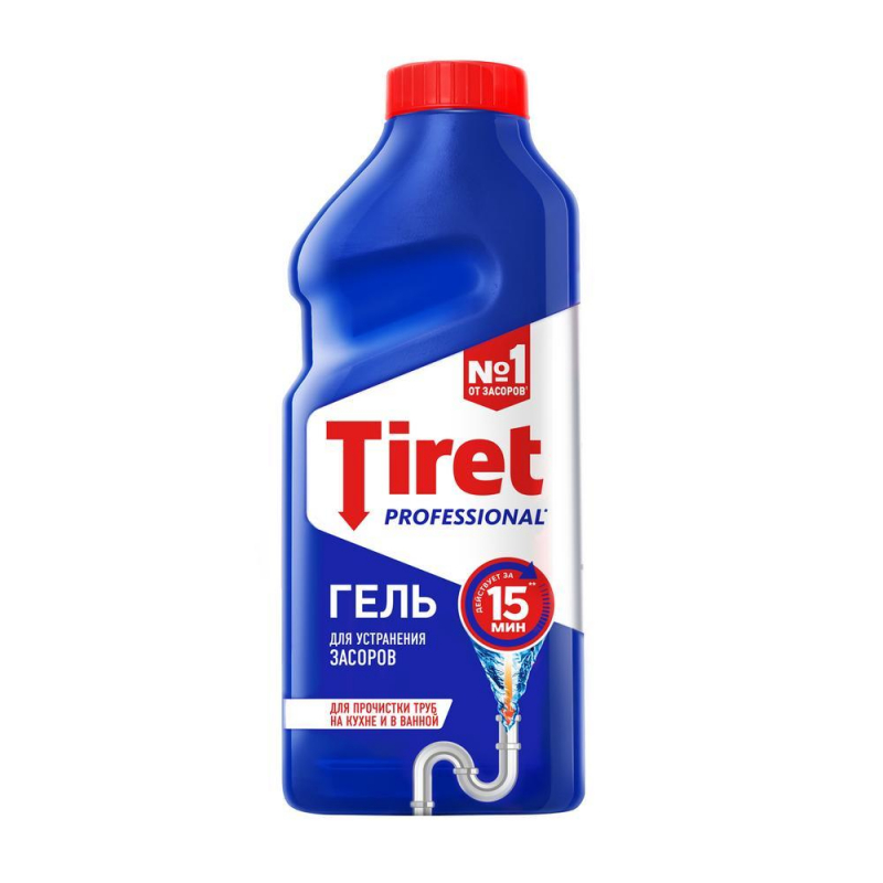Средство для прочистки труб TIRET Professional гель 500мл 1471835 жидкость