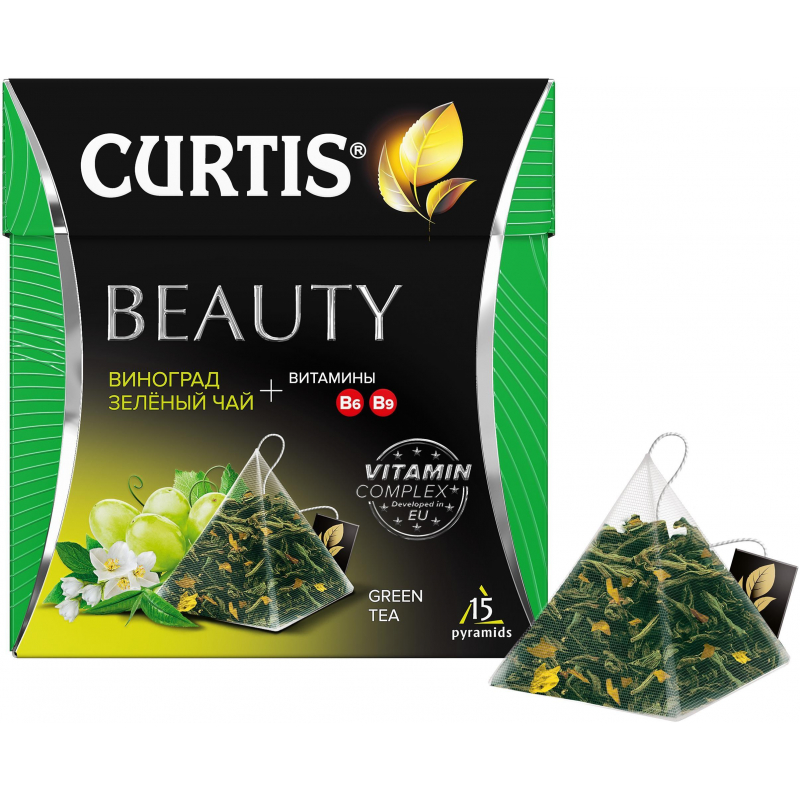 Чай Curtis зеленый Beauty,ароматизированный,средний лист, 15шт/уп 1423044