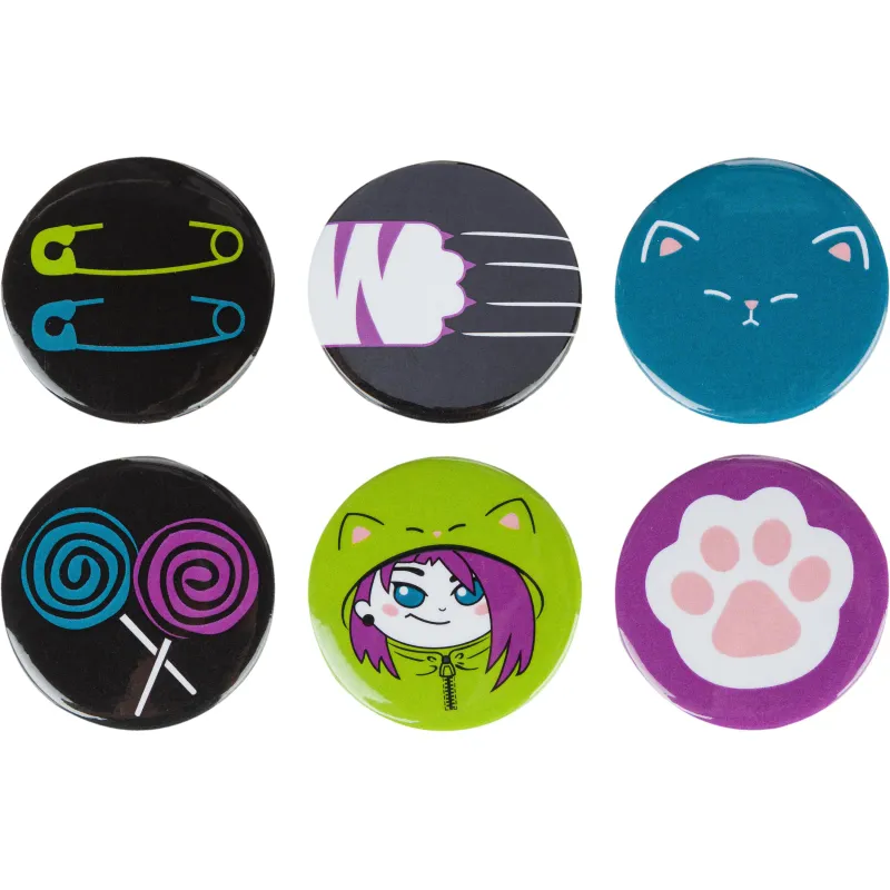 Набор значков  Аниме Чиби  38 мм 6 шт Комус Класс 1842020