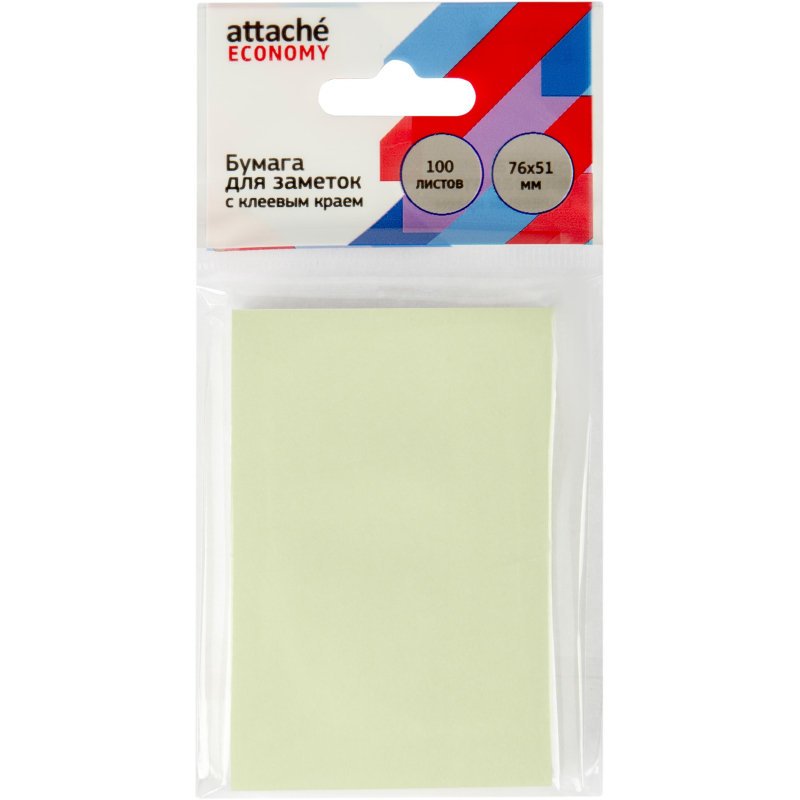 Бумага д/заметок с кл. краем Economy 76x51 мм, 100 л, пастел. зеленый Attache Economy 1408004