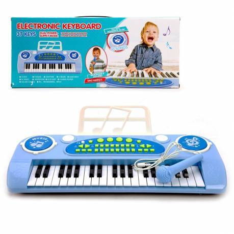 Синтезатор детский голубой, 37 клавиш, микрофон, запись, инструкция Shantou Gepai 328-03C
