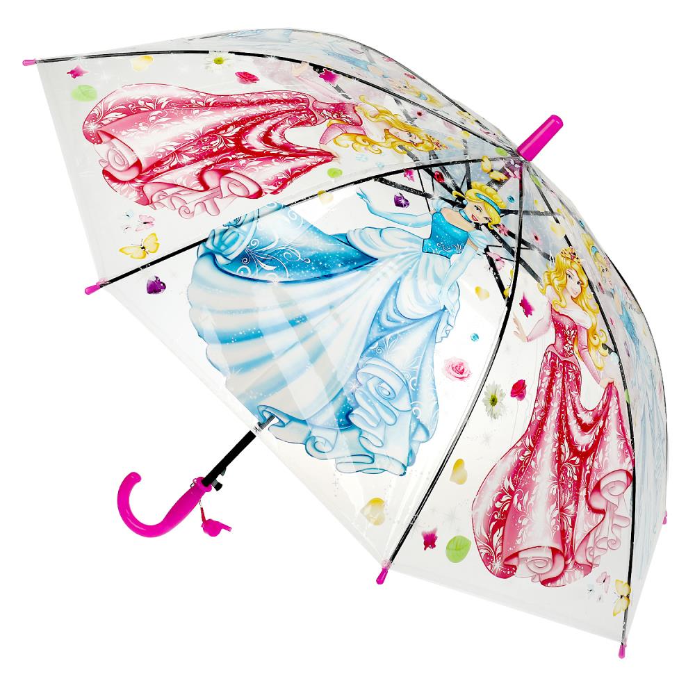 Зонт детский Принцессы, 50 см, прозрачный, полуавтомат Играем Вместе UM50T-NPRS