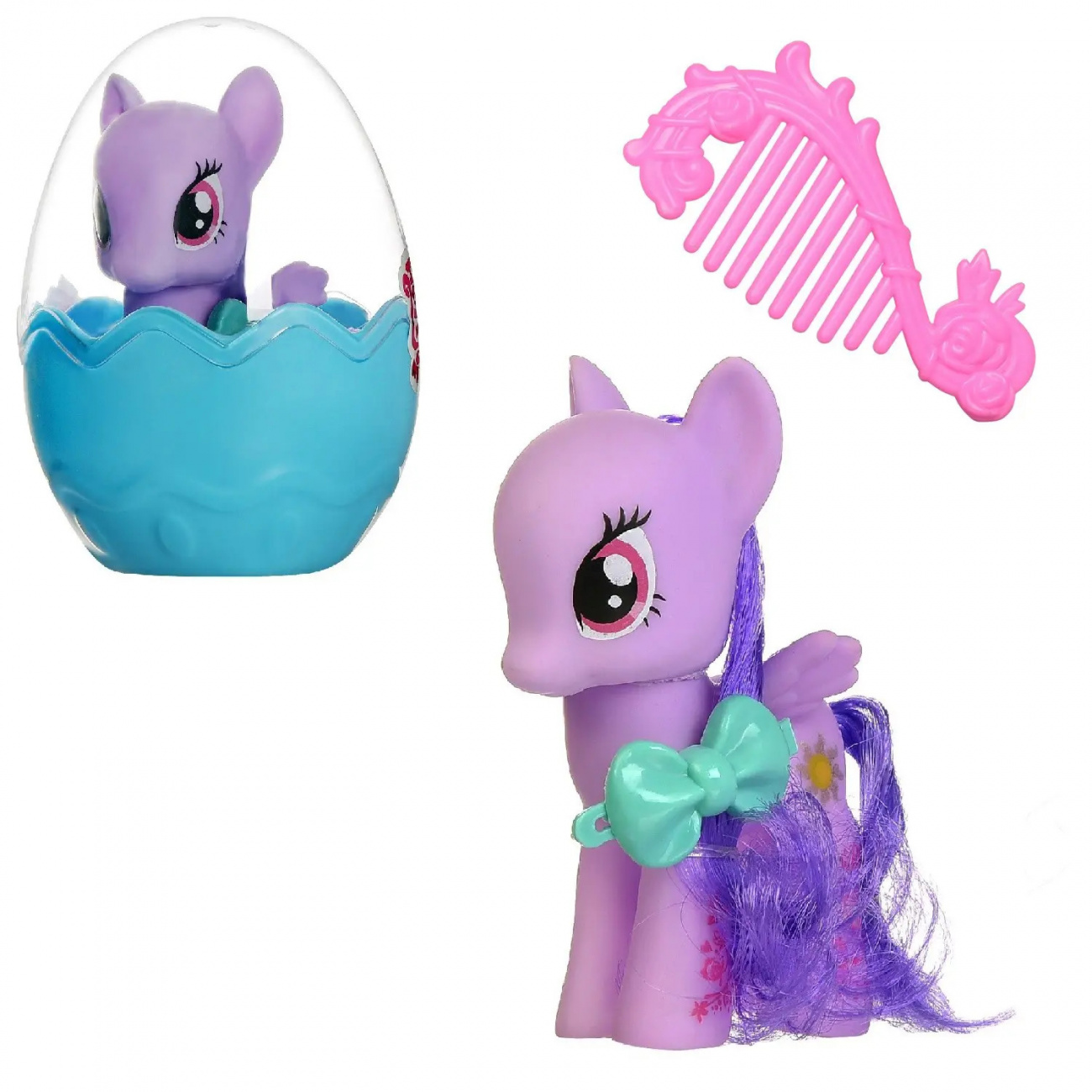 Пони Junfa фиолетовая с расческой в яйце (с бантиком) S1234/фиолетовая