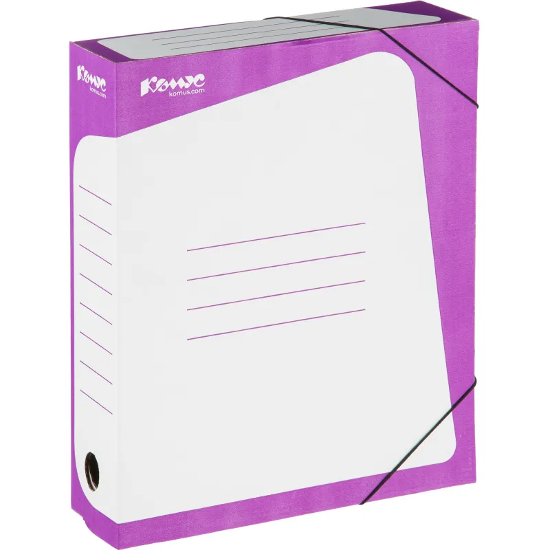 Короб архивный Комус гофрокартон, 75мм, сиреневый корешок 169228