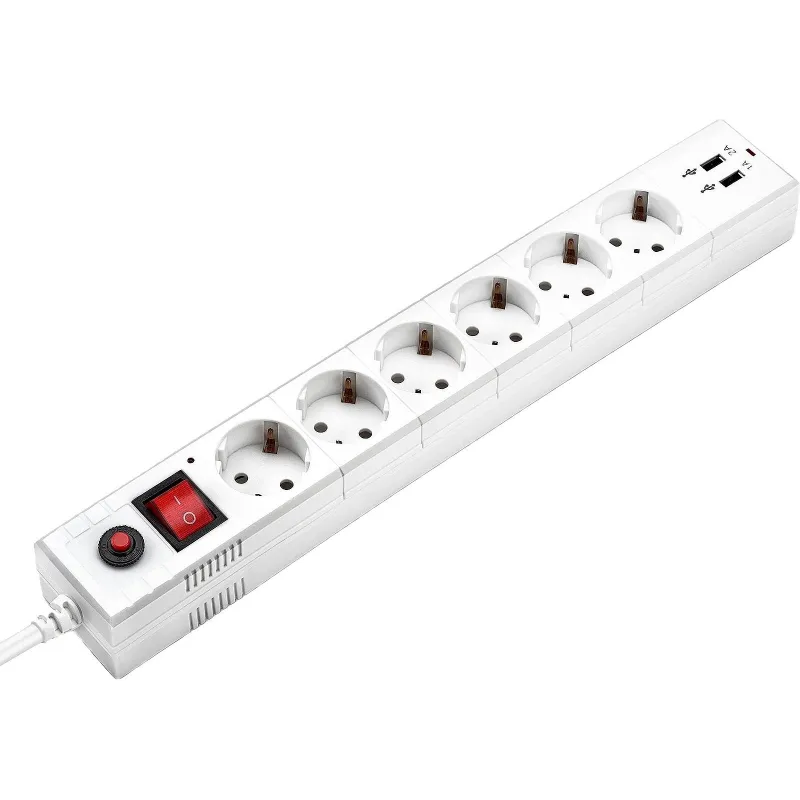 Сетевой фильтр Buro BU-SP1.8_USB_2A-W 1.8м (6 розеток) белый (коробка) 2081092 992309