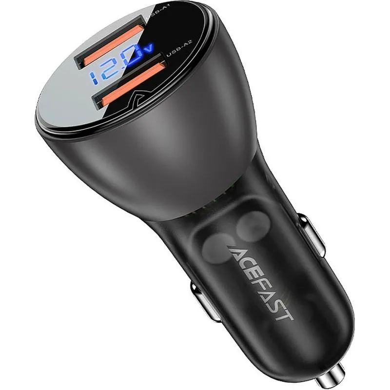 Зарядное устройство ACEFAST B7 metal 45W USB-A+USB-A,автомоб,черн/полупроз 2031466 AF-B7-TBK