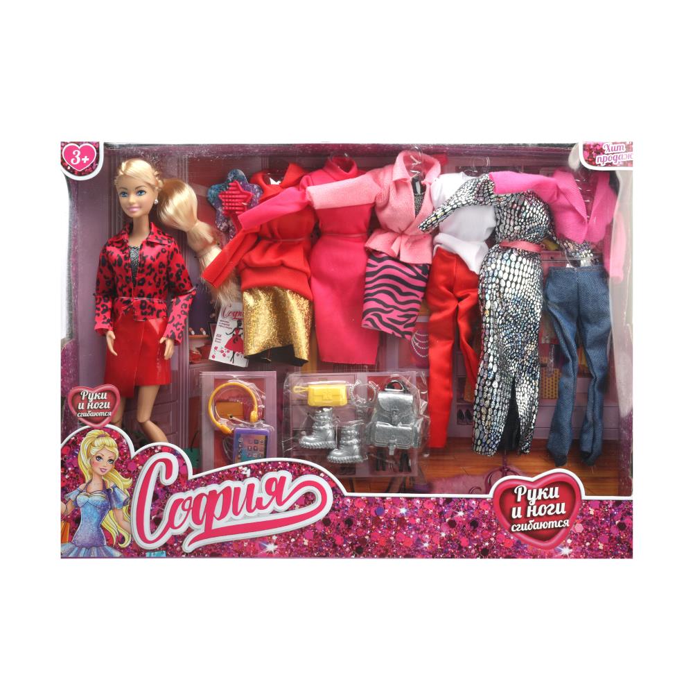 Кукла София 29 см. шарнирная, 6 наборов одежды, аксессуары Карапуз 66001-DRESS23-S-BB