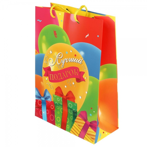 Пакет подарочный матовый, размер Ml, 22х31х10 см. Чудо праздник PML-097482-HBD (120)