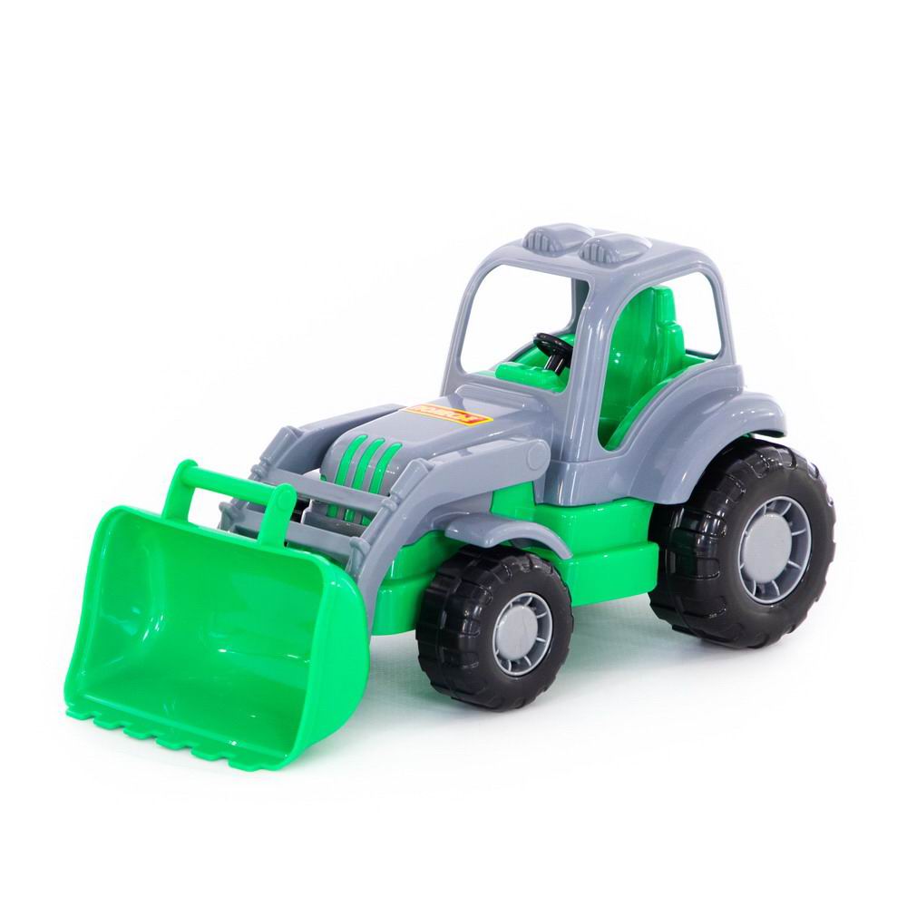 Машинка Полесье Трактор погрузчик Крепыш, зелено-серый 28 см П-44549/зелено-серый